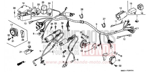 FAISCEAU DES FILS/ BOBINE D'ALLUMAGE VT1100CR de 1994